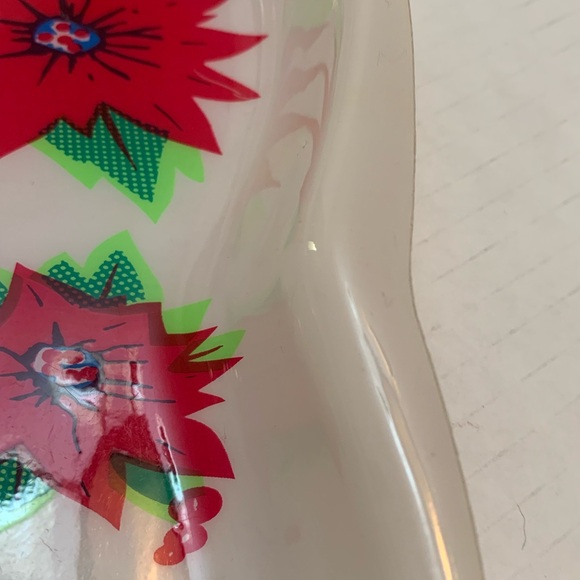 Vintage Plastic Christmas Snack Serving Tray Poinsettia Flowers - Picture 5 of 9